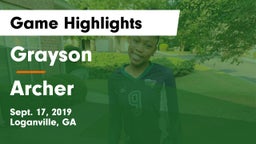 Grayson  vs Archer  Game Highlights - Sept. 17, 2019