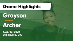 Grayson  vs Archer  Game Highlights - Aug. 29, 2020