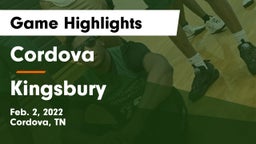 Cordova  vs Kingsbury  Game Highlights - Feb. 2, 2022