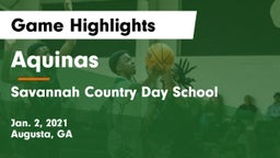 Aquinas  vs Savannah Country Day School Game Highlights - Jan. 2, 2021