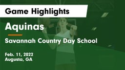 Aquinas  vs Savannah Country Day School Game Highlights - Feb. 11, 2022