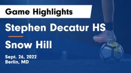 Stephen Decatur HS vs Snow Hill  Game Highlights - Sept. 26, 2022