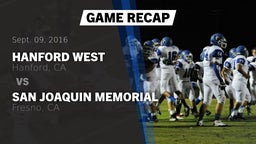 Recap: Hanford West  vs. San Joaquin Memorial  2016