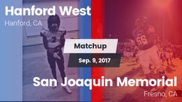 Matchup: Hanford West High vs. San Joaquin Memorial  2017