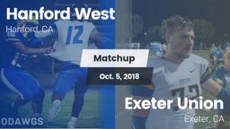Matchup: Hanford West High vs. Exeter Union  2018