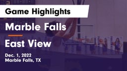Marble Falls  vs East View  Game Highlights - Dec. 1, 2022