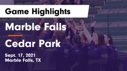 Marble Falls  vs Cedar Park  Game Highlights - Sept. 17, 2021