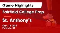 Fairfield College Prep  vs St. Anthony's  Game Highlights - Sept. 10, 2022