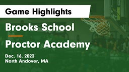 Brooks School vs Proctor Academy  Game Highlights - Dec. 16, 2023