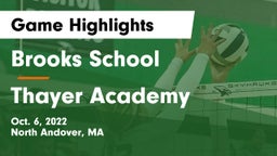 Brooks School vs Thayer Academy  Game Highlights - Oct. 6, 2022