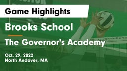 Brooks School vs The Governor's Academy  Game Highlights - Oct. 29, 2022