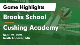 Brooks School vs Cushing Academy  Game Highlights - Sept. 23, 2023