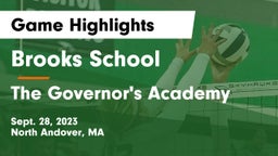 Brooks School vs The Governor's Academy Game Highlights - Sept. 28, 2023