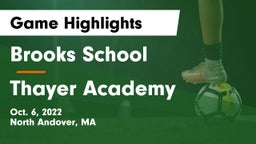 Brooks School vs Thayer Academy  Game Highlights - Oct. 6, 2022