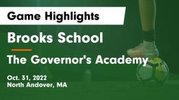 Brooks School vs The Governor's Academy  Game Highlights - Oct. 31, 2022