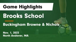 Brooks School vs Buckingham Browne & Nichols  Game Highlights - Nov. 1, 2023
