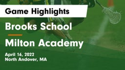 Brooks School vs Milton Academy Game Highlights - April 16, 2022