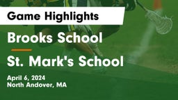 Brooks School vs St. Mark's School Game Highlights - April 6, 2024