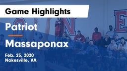 Patriot   vs Massaponax  Game Highlights - Feb. 25, 2020