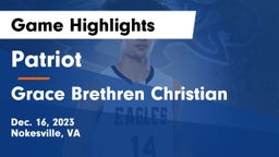Patriot   vs Grace Brethren Christian  Game Highlights - Dec. 16, 2023
