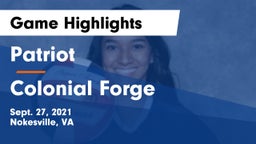 Patriot   vs Colonial Forge  Game Highlights - Sept. 27, 2021