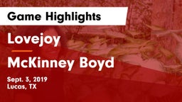 Lovejoy  vs McKinney Boyd  Game Highlights - Sept. 3, 2019