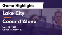 Lake City  vs Coeur d'Alene  Game Highlights - Jan. 11, 2019