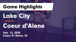 Lake City  vs Coeur d'Alene  Game Highlights - Feb. 12, 2020