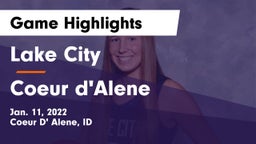 Lake City  vs Coeur d'Alene  Game Highlights - Jan. 11, 2022