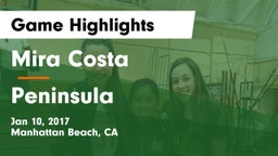 Mira Costa  vs  Peninsula  Game Highlights - Jan 10, 2017