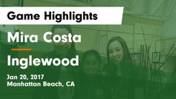 Mira Costa  vs Inglewood  Game Highlights - Jan 20, 2017