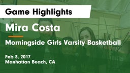 Mira Costa  vs Morningside Girls Varsity Basketball Game Highlights - Feb 3, 2017