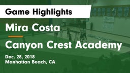 Mira Costa  vs Canyon Crest Academy Game Highlights - Dec. 28, 2018