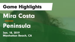 Mira Costa  vs  Peninsula  Game Highlights - Jan. 18, 2019