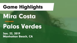 Mira Costa  vs Palos Verdes  Game Highlights - Jan. 22, 2019