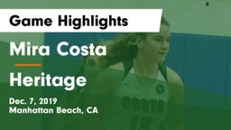 Mira Costa  vs Heritage  Game Highlights - Dec. 7, 2019