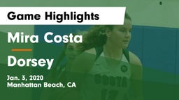 Mira Costa  vs Dorsey  Game Highlights - Jan. 3, 2020