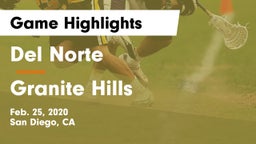 Del Norte  vs Granite Hills  Game Highlights - Feb. 25, 2020