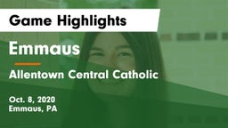 Emmaus  vs Allentown Central Catholic  Game Highlights - Oct. 8, 2020