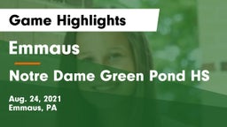 Emmaus  vs Notre Dame Green Pond HS Game Highlights - Aug. 24, 2021