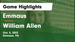 Emmaus  vs William Allen  Game Highlights - Oct. 5, 2022