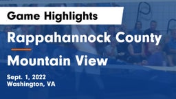 Rappahannock County  vs Mountain View  Game Highlights - Sept. 1, 2022