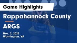 Rappahannock County  vs ARGS Game Highlights - Nov. 2, 2023