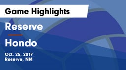 Reserve  vs Hondo Game Highlights - Oct. 25, 2019