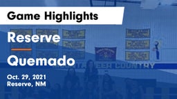 Reserve  vs Quemado Game Highlights - Oct. 29, 2021