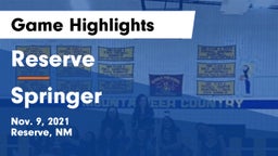 Reserve  vs Springer Game Highlights - Nov. 9, 2021