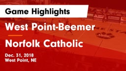 West Point-Beemer  vs Norfolk Catholic  Game Highlights - Dec. 31, 2018
