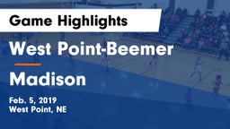 West Point-Beemer  vs Madison  Game Highlights - Feb. 5, 2019