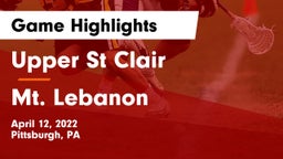 Upper St Clair vs Mt. Lebanon  Game Highlights - April 12, 2022