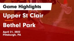 Upper St Clair vs Bethel Park  Game Highlights - April 21, 2022